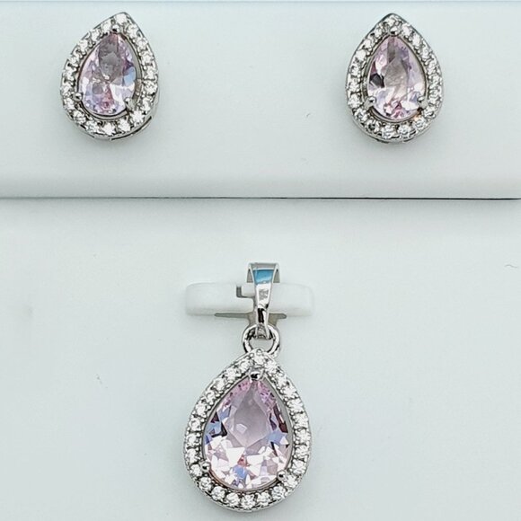 "925 Sterling Silver Cubic Zircon Jewelry Set, UU1P7A7053 - Picture 1 of 8